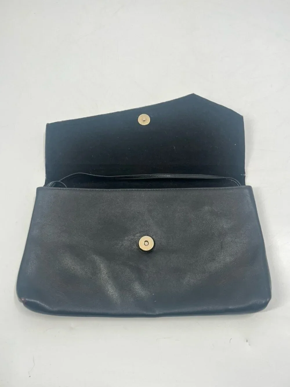 Vtg Bag Ali Black Gemetric Leather Clutch Black Textured Envolope Evening Bag